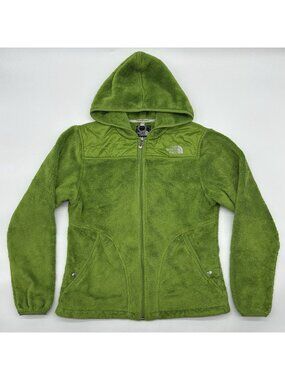 The North Face Oso Size Medium Lime Green Fleece Full Zip Hooded Jacket Gorpcore